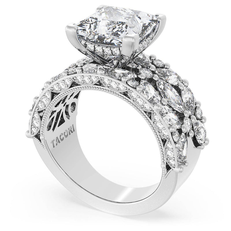 Princess Solitaire Engagement Ring w/ Marquise & Pear Band