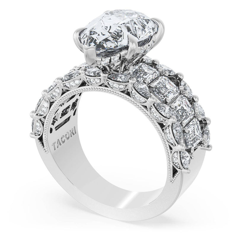 Pear Solitaire Engagement Ring w/ Emerald & Pear Band