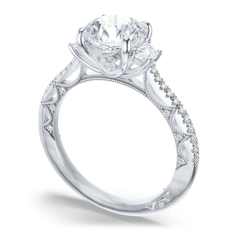 Round 3-Stone Engagement Ring