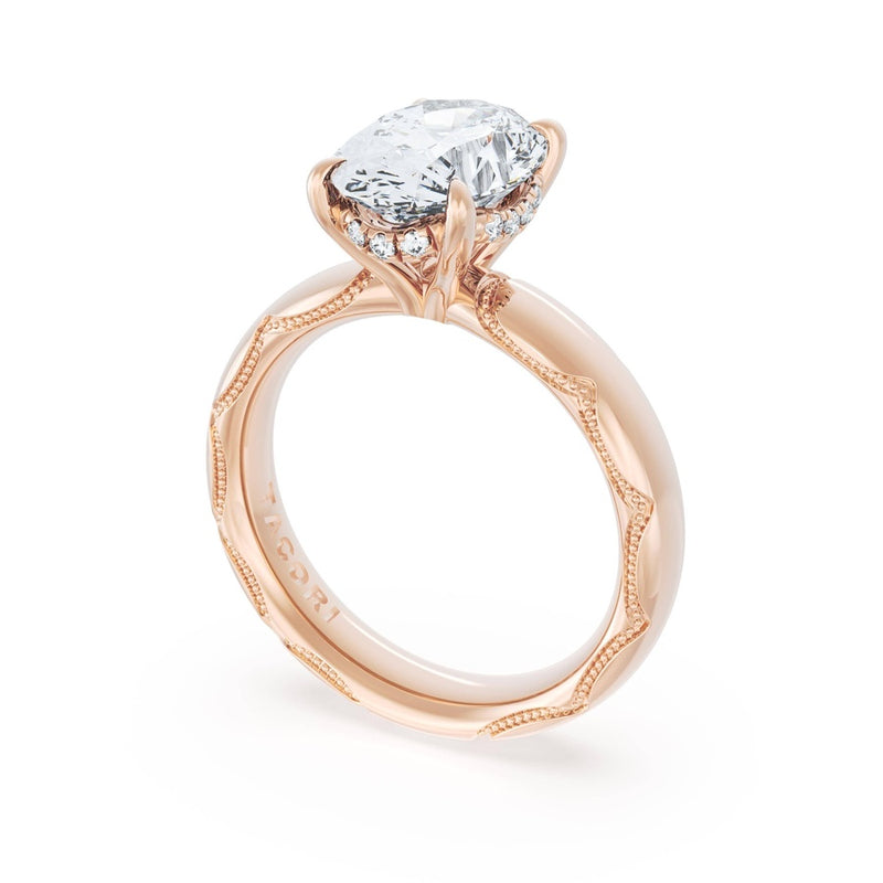 Oval Solitaire Cigar Band Engagement Ring