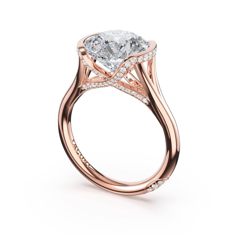 Round East-West Semi Bezel Solitaire Engagement Ring in 14kt Rose Gold