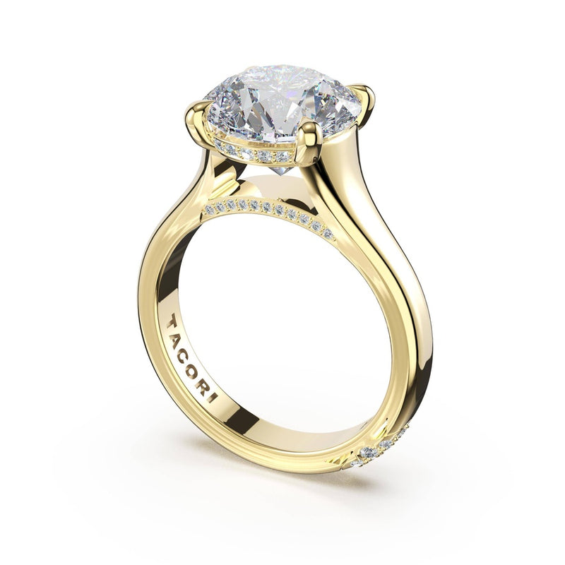 Round Wide Band Solitaire Engagement Ring in 14kt Yellow Gold