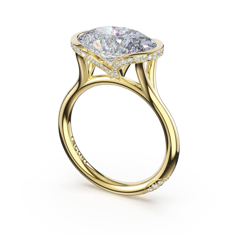 Oval East-West Semi Bezel Solitaire Engagement Ring in 14kt Yellow Gold