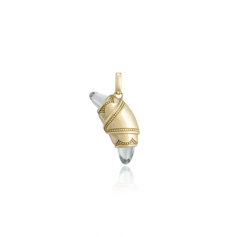 White Topaz Crescent Cookie Charm in 14kt Yellow Gold