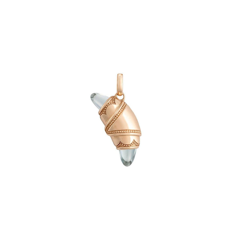 White Topaz Crescent Cookie Charm in 14kt Rose Gold