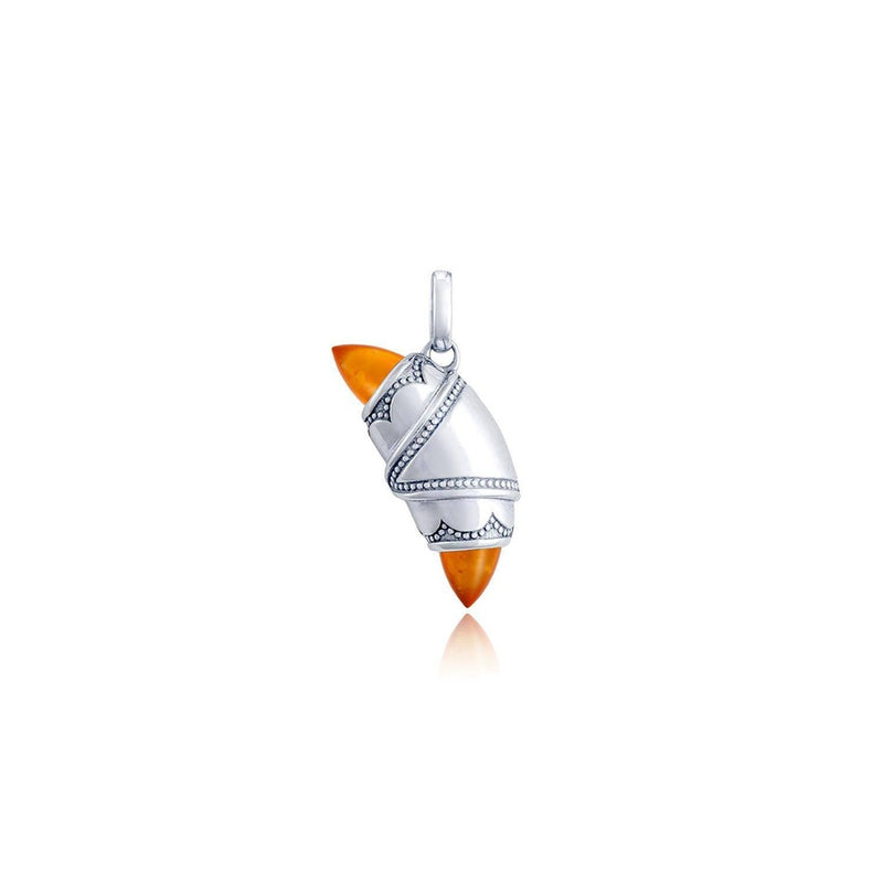 Carnelian Crescent Cookie Charm in Silver