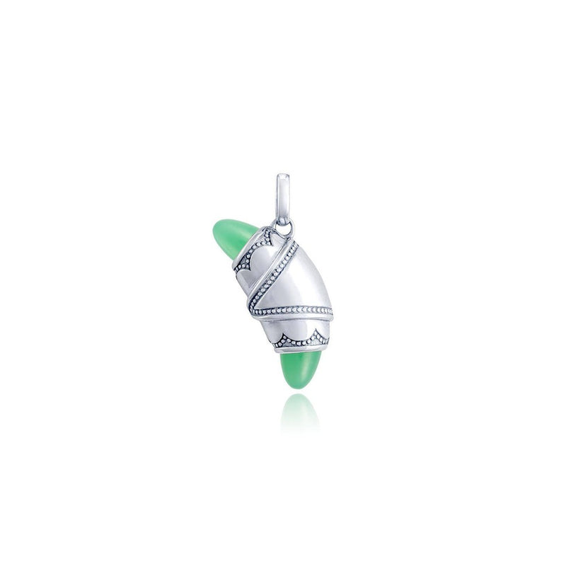 Chrysoprase Crescent Cookie Charm in 14kt White Gold