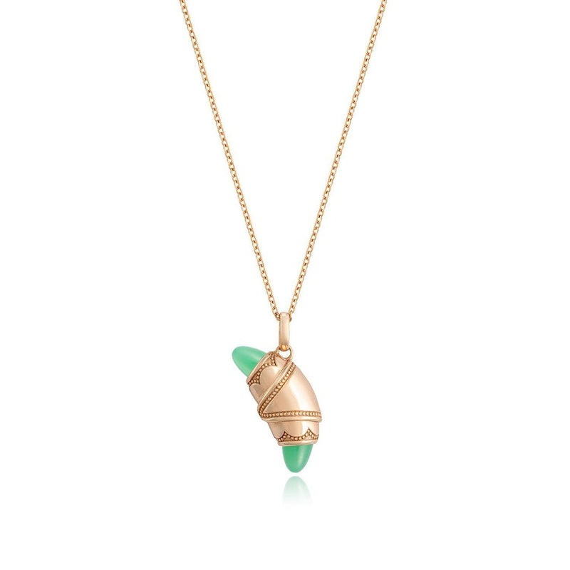 Chrysoprase Crescent Cookie Necklace in 14kt Rose Gold