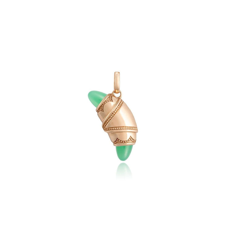 Chrysoprase Crescent Cookie Charm in 14kt Rose Gold