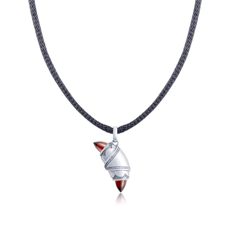Garnet Crescent Cookie Necklace in Silver