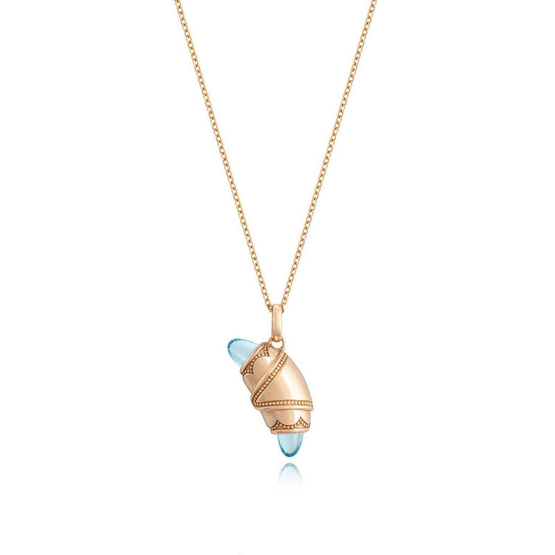 Swiss Topaz Crescent Cookie Necklace in 14kt Rose Gold