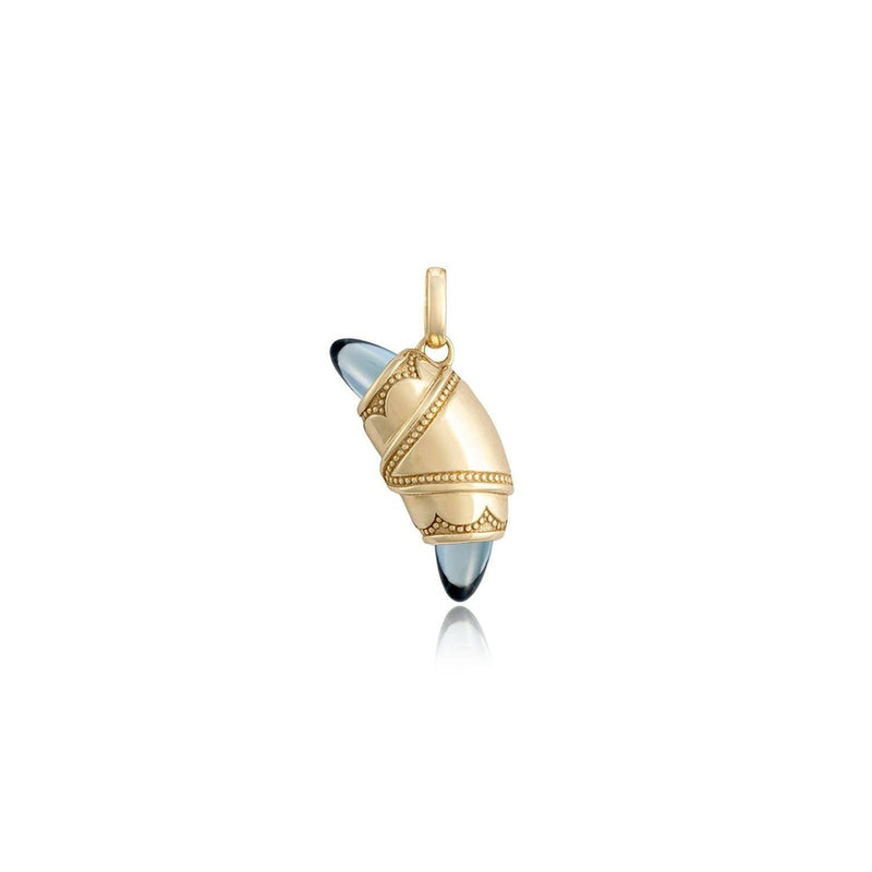 London Blue Topaz Crescent Cookie Charm in 14kt Yellow Gold