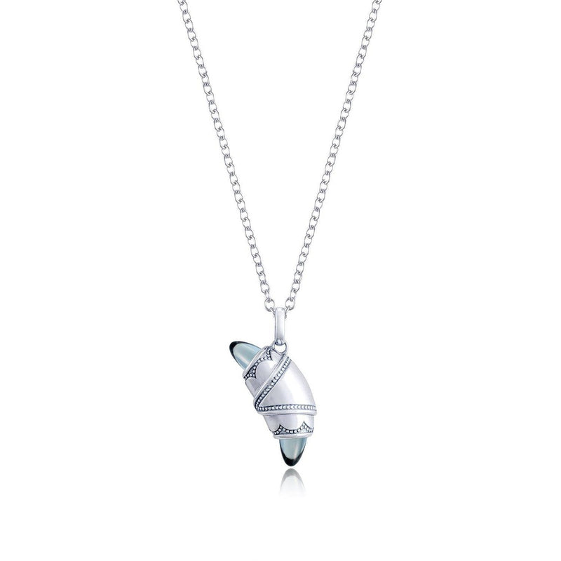 London Blue Topaz Crescent Cookie Necklace in Silver