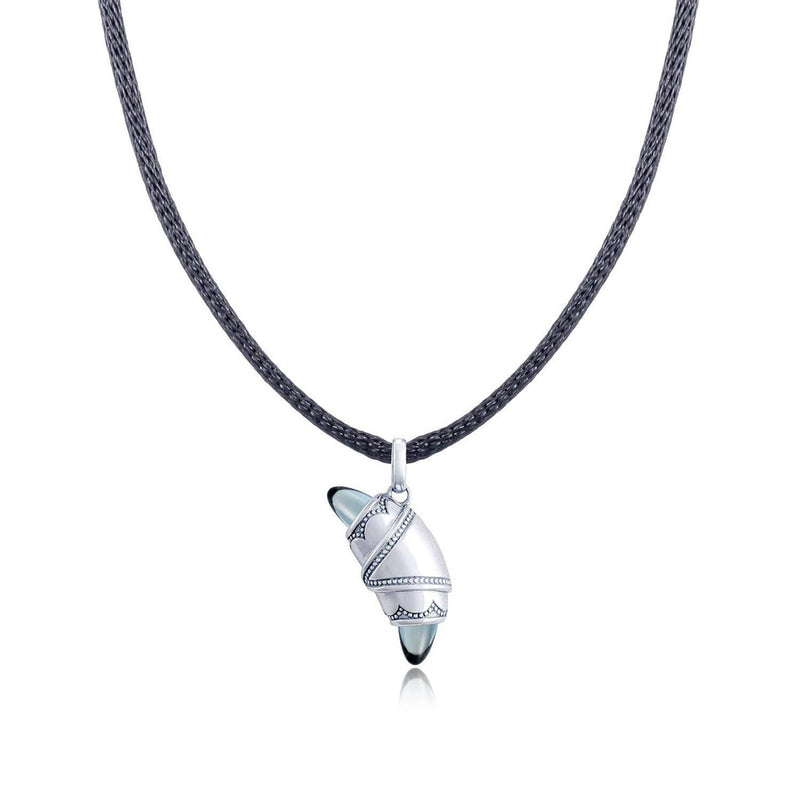 London Blue Topaz Crescent Cookie Necklace in Silver