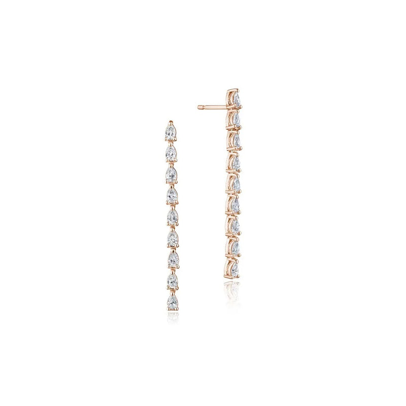 Pear Diamond Drop Earrings in 18k Rose Gold