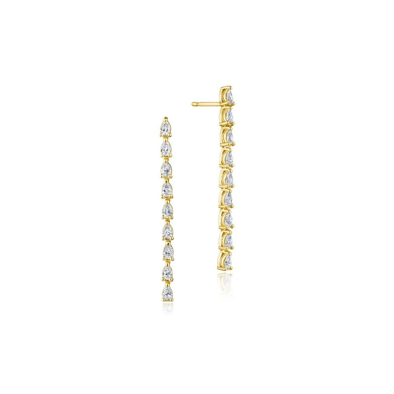 Pear Diamond Drop Earrings in 18k Yellow Gold
