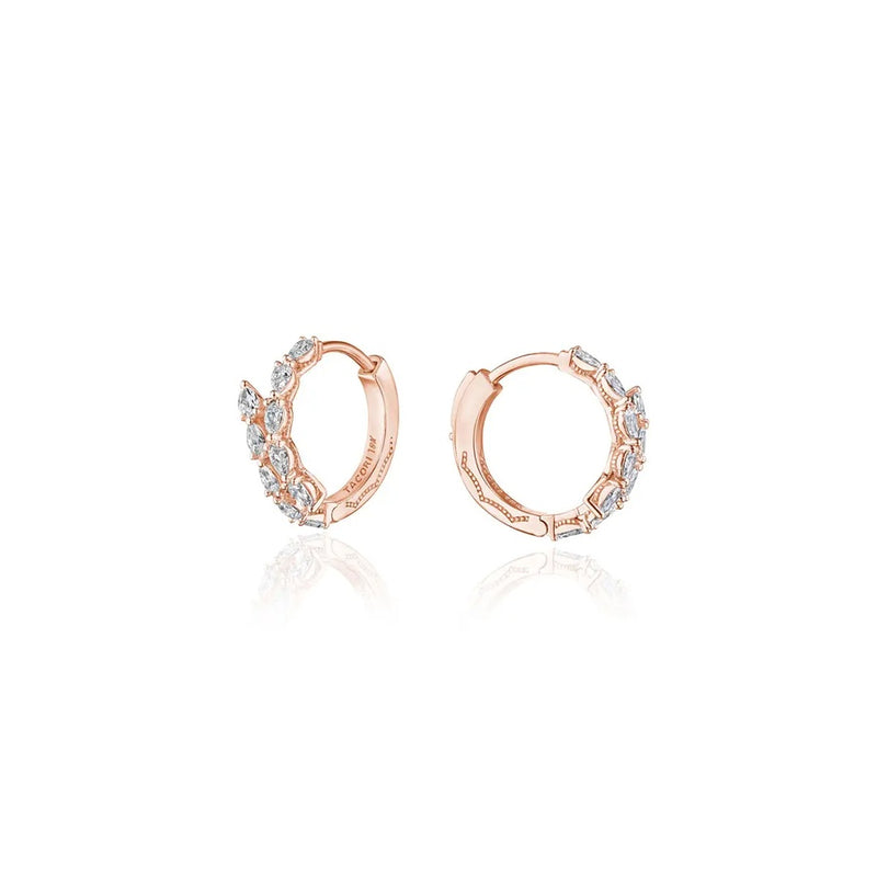 Medium Hoop Pear Diamond Earrings in 18k Rose Gold