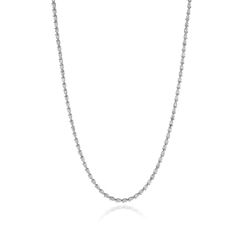 Pear Diamond Tennis Necklace in 18kt White Gold