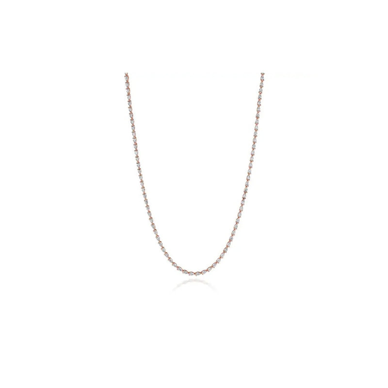 Pear Diamond Tennis Necklace in 18k Rose Gold