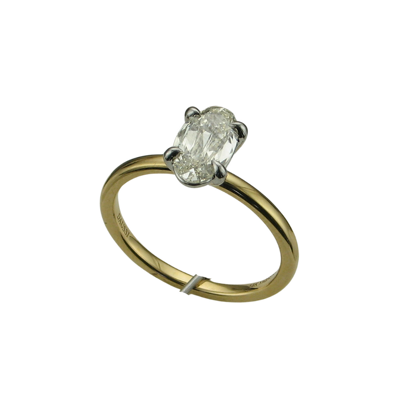 Stunning 18K Yellow & White Gold Solitaire Prong Engagement Rings