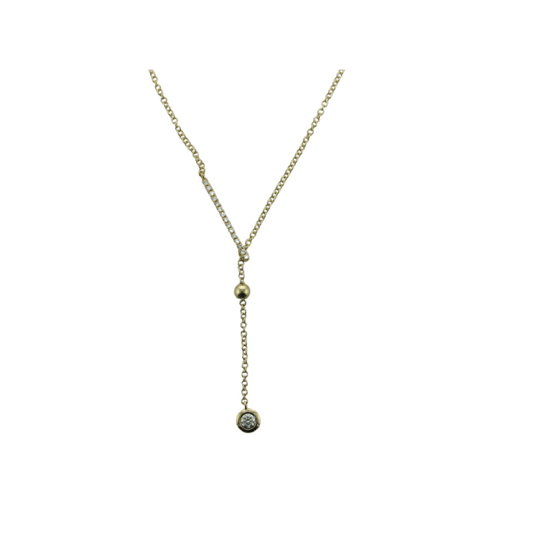 .07CTW;.05CT BEZEL LARIAT PEND