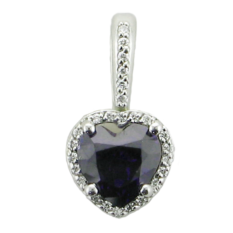 1.63CT LAB SAPPH;.13CTW SIGH HEART PEND
