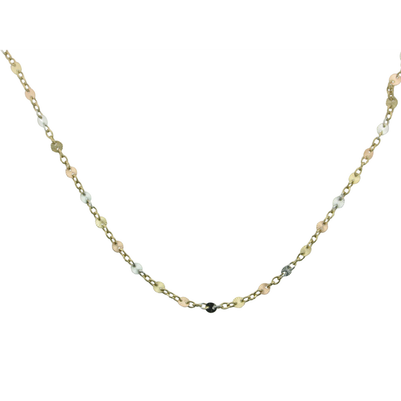 18" MIRROR 14K TRI NECKLACE