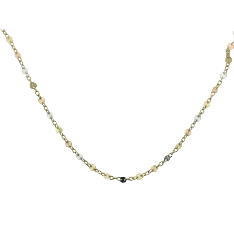 18" MIRROR 14K TRI NECKLACE