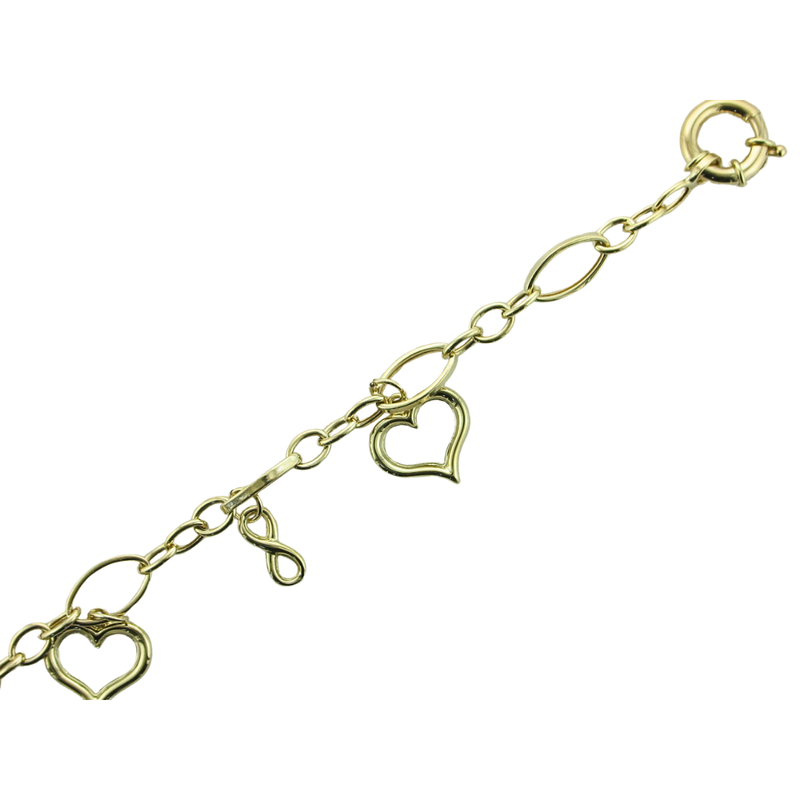 7.25" OPEN HEART & INFINITY 14KY BRACELET