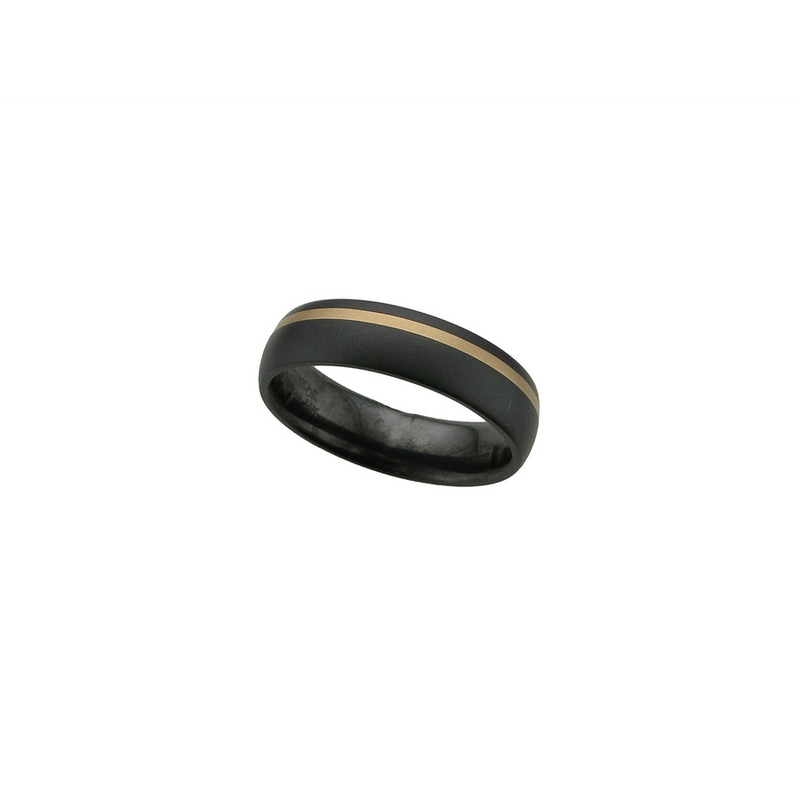 6MM BLK ZIRCONIUM W/1MM 14KY INLAY BAND