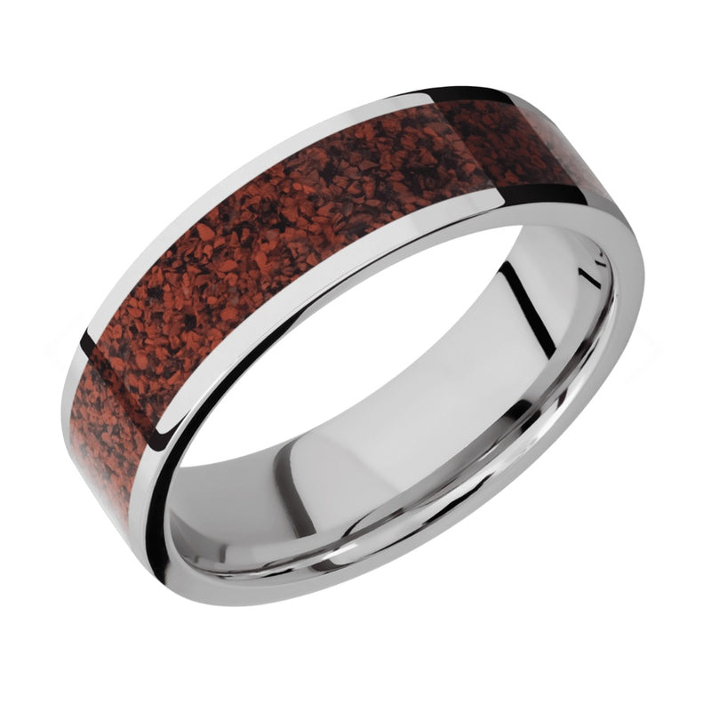 8MM TITANIUM W/5MM RED DINO INLAY BAND