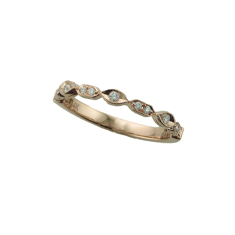 .09CTW 14K PAVE MILGRAIN BAND