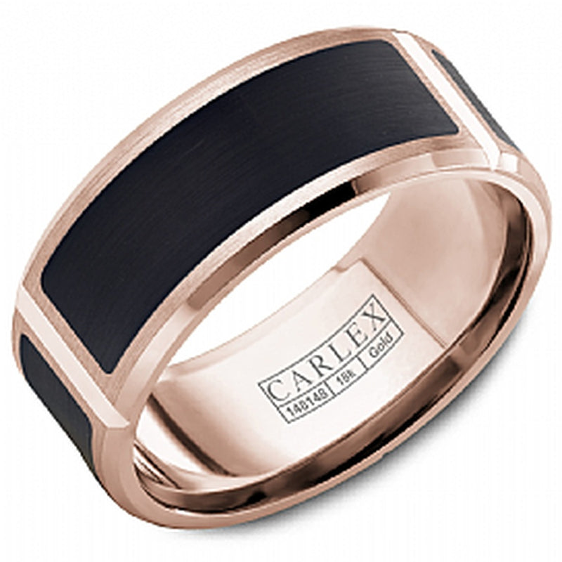 18KT ROSE/CARBON 9MM W/B