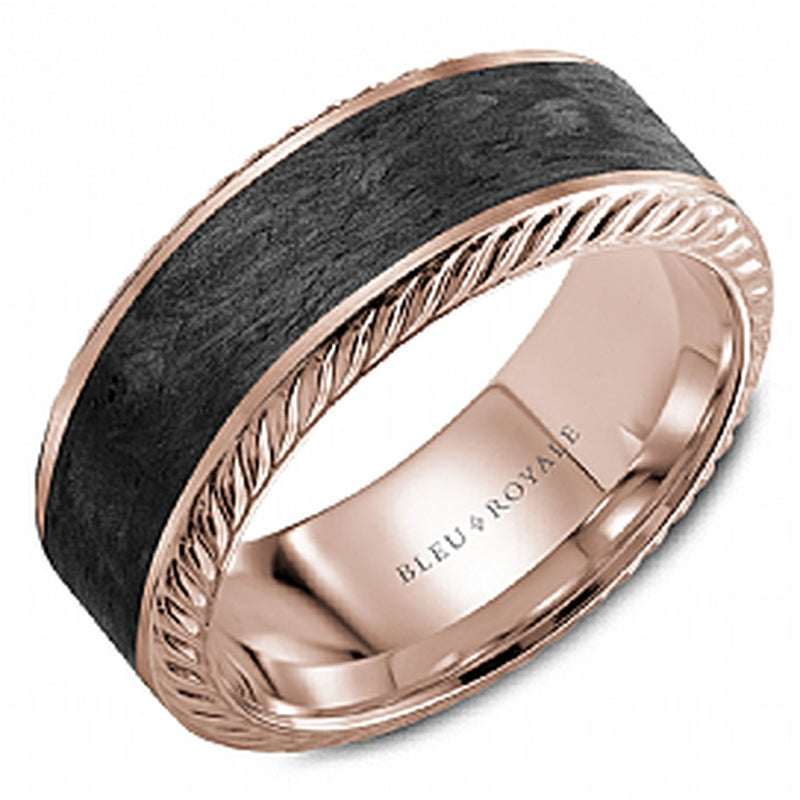 7.5MM 14KR W/BLK CARBON INLAY BAND