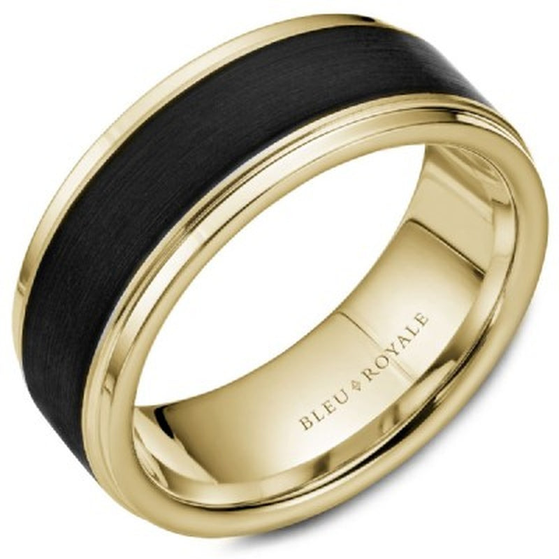 8.5MM 14KY & BLK CARBON BLEU ROYALE BAND