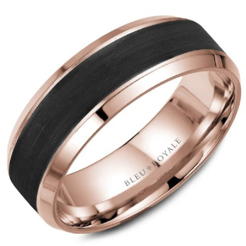 7.5MM 14KR & BLK CARBON BLEU ROYALE BAND