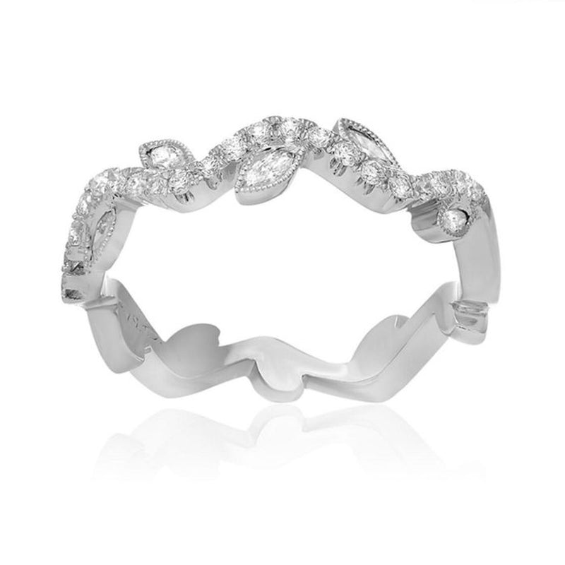 .15CTW MQ 23=.22CTW SI GH 14KW LEAF RING