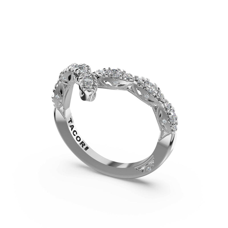 Sculpted Contour Wedding Band in 18kt White Gold