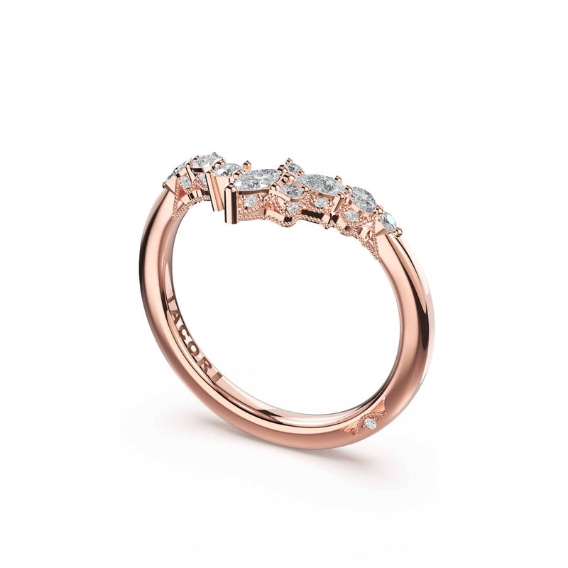 Diamond Cluster Contour Wedding Band in 18kt Rose Gold