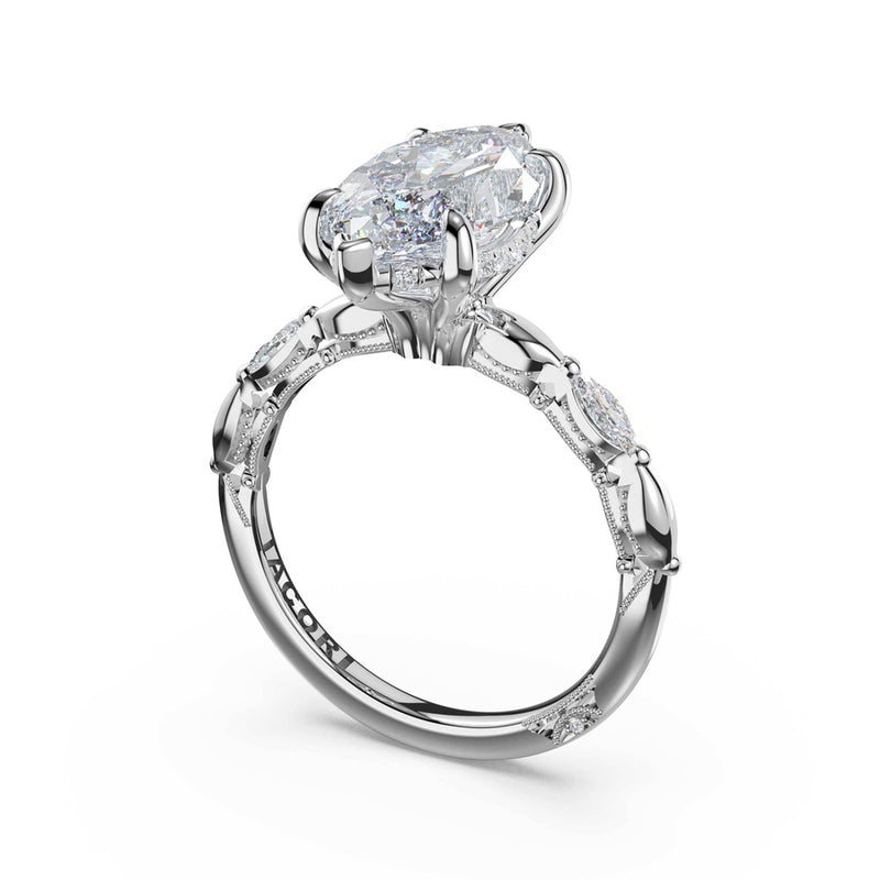 Marquise Pattern Marquise Solitaire Engagement Ring in Platinum