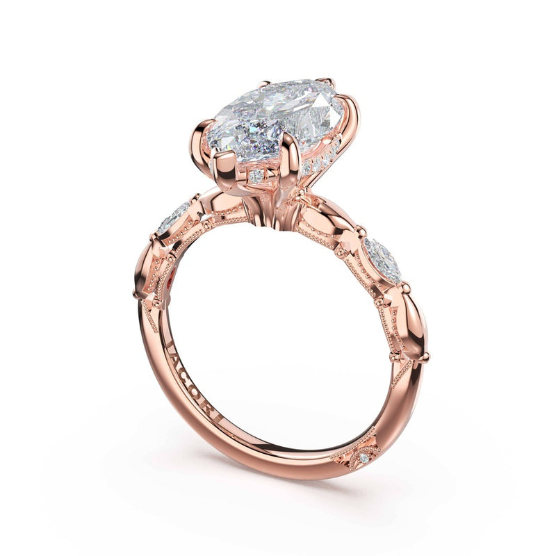 Marquise Pattern Marquise Solitaire Engagement Ring in 14kt Rose Gold