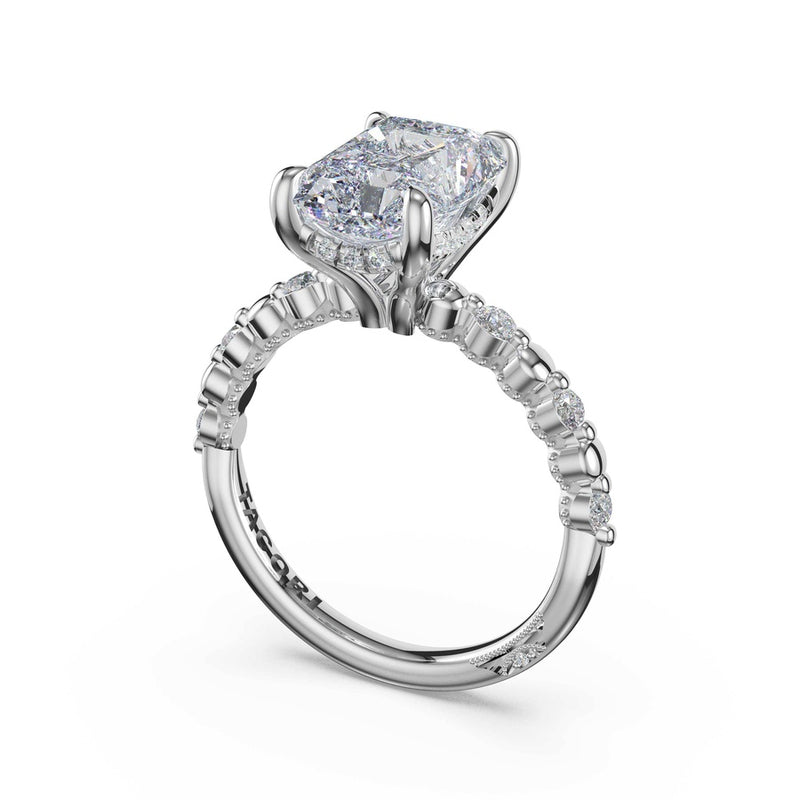 Round Pattern Radiant Solitaire Engagement Ring in 14kt White Gold