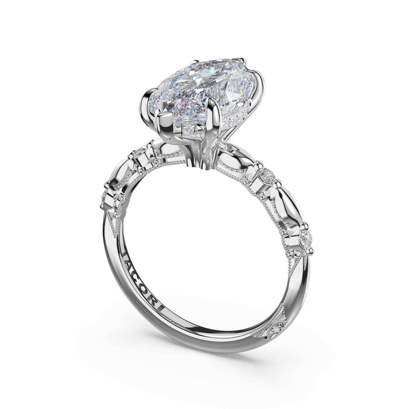 Mixed Pattern Marquise Solitaire Engagement Ring in Platinum