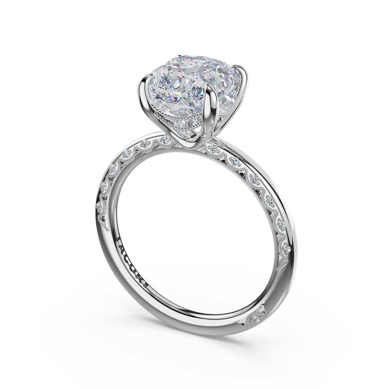 High-Polish Cushion Solitaire Engagement Ring in Platinum