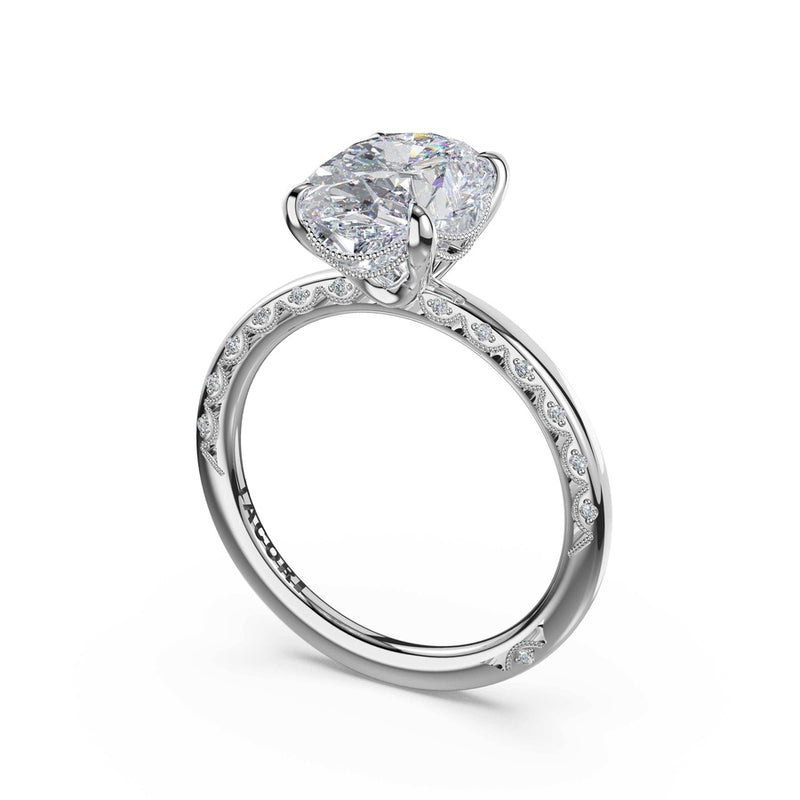 High-Polish Oval Solitaire Engagement Ring in 18kt White Gold
