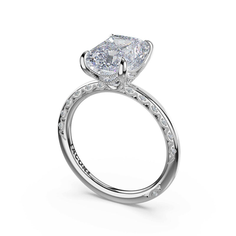 High-Polish Radiant Solitaire Engagement Ring in 18kt White Gold