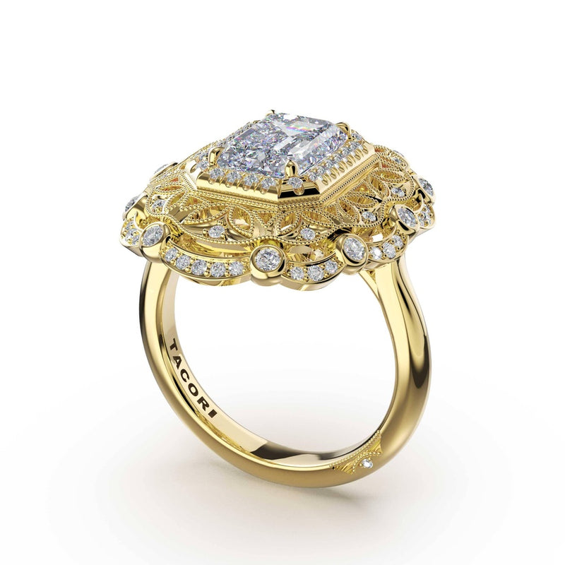 Emerald Estate Diamond Engagement Ring in 14kt Yellow Gold