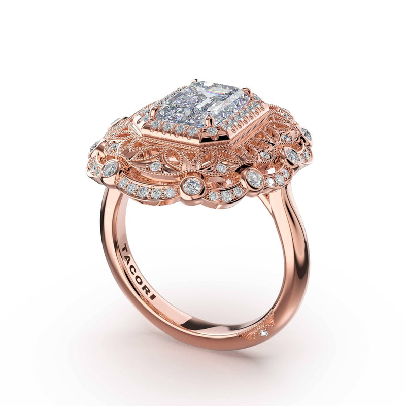 Emerald Estate Diamond Engagement Ring in 18kt Rose Gold