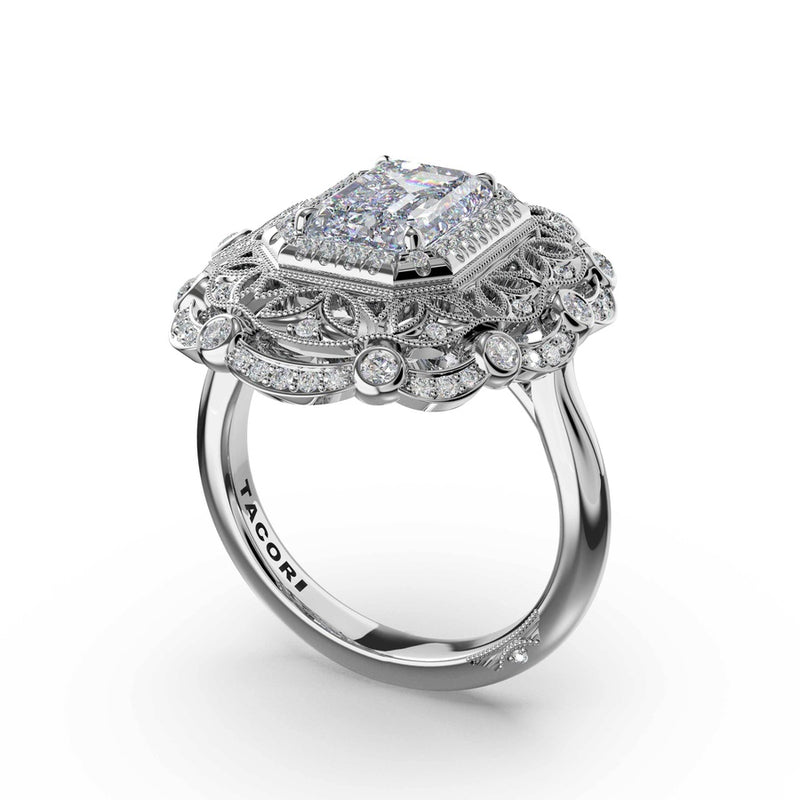 Emerald Estate Diamond Engagement Ring in 18kt White Gold