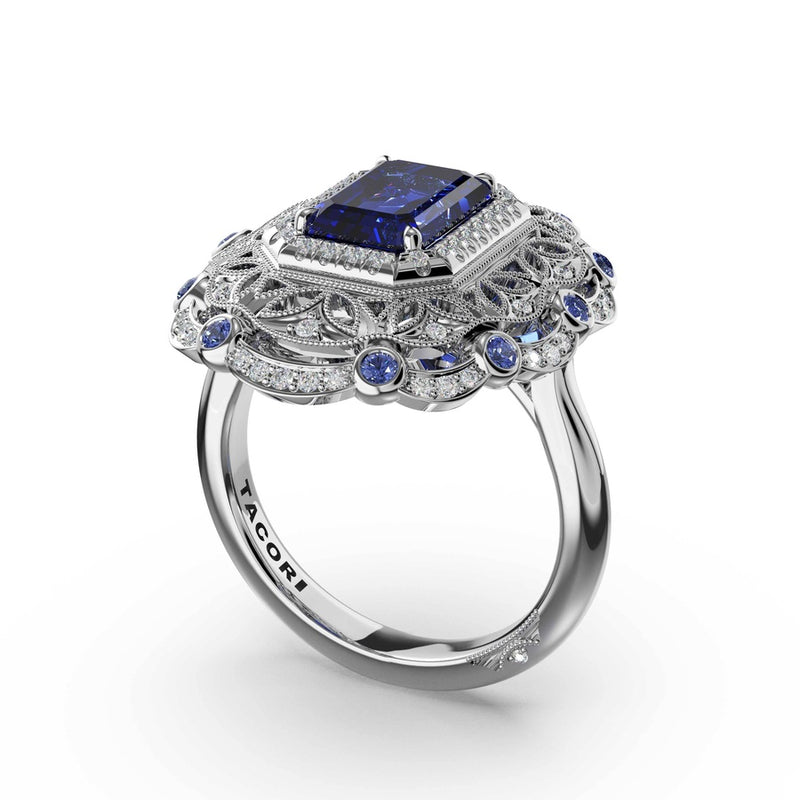 Emerald Estate Sapphire Engagement Ring in Platinum